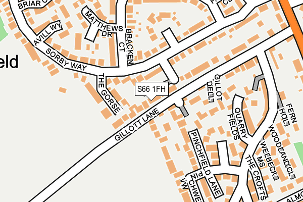 S66 1FH map - OS OpenMap – Local (Ordnance Survey)