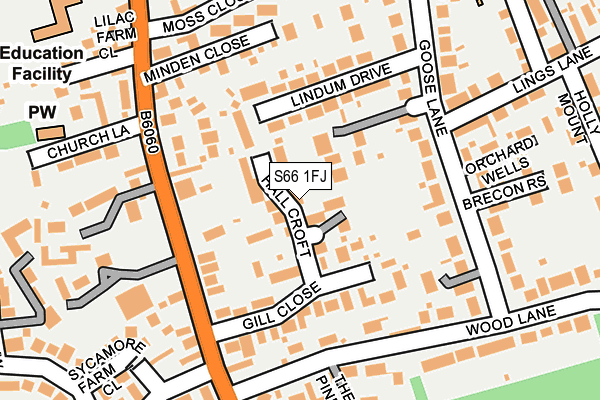 S66 1FJ map - OS OpenMap – Local (Ordnance Survey)