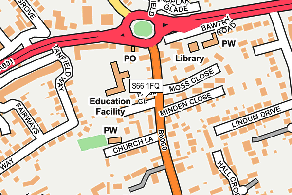 S66 1FQ map - OS OpenMap – Local (Ordnance Survey)