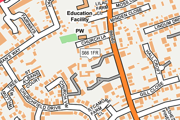 S66 1FR map - OS OpenMap – Local (Ordnance Survey)