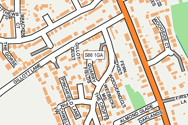 S66 1GA map - OS OpenMap – Local (Ordnance Survey)