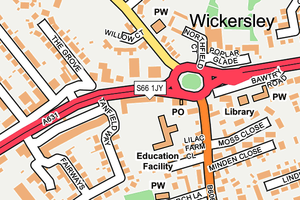 S66 1JY map - OS OpenMap – Local (Ordnance Survey)