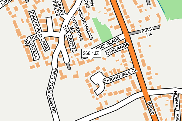 S66 1JZ map - OS OpenMap – Local (Ordnance Survey)