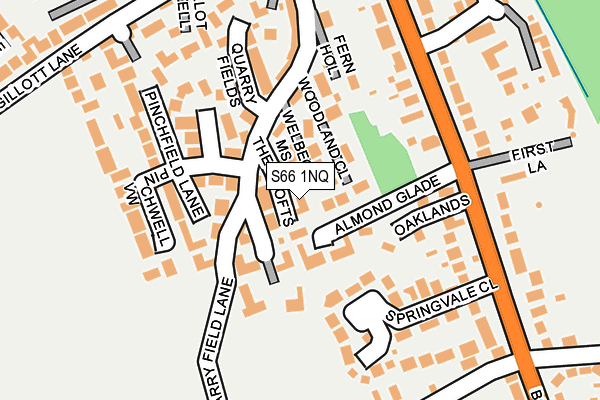 S66 1NQ map - OS OpenMap – Local (Ordnance Survey)