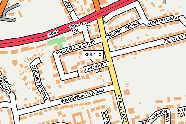 S66 1TX map - OS OpenMap – Local (Ordnance Survey)