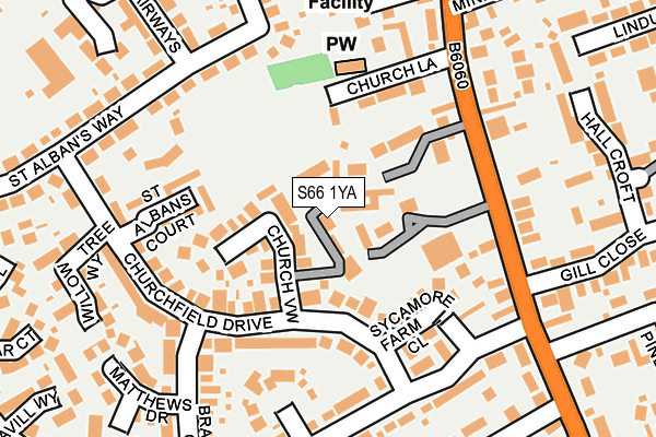 S66 1YA map - OS OpenMap – Local (Ordnance Survey)