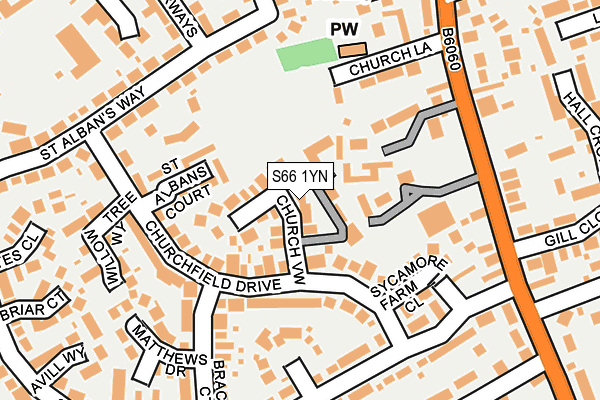 S66 1YN map - OS OpenMap – Local (Ordnance Survey)