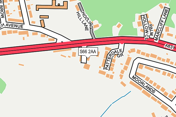 S66 2AA map - OS OpenMap – Local (Ordnance Survey)
