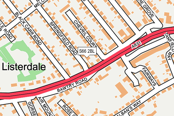 S66 2BL map - OS OpenMap – Local (Ordnance Survey)