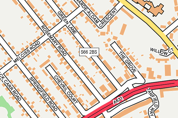 S66 2BS map - OS OpenMap – Local (Ordnance Survey)
