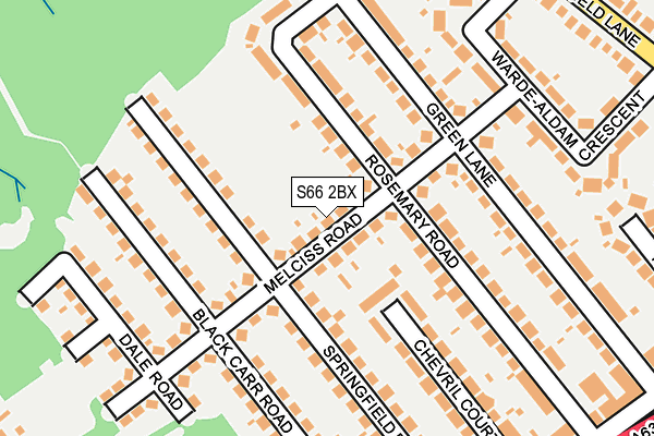 S66 2BX map - OS OpenMap – Local (Ordnance Survey)