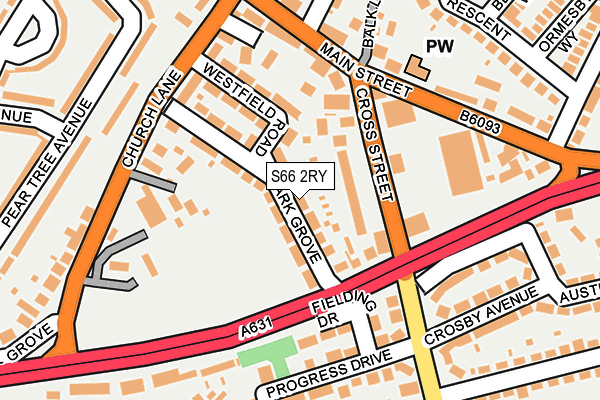 S66 2RY map - OS OpenMap – Local (Ordnance Survey)