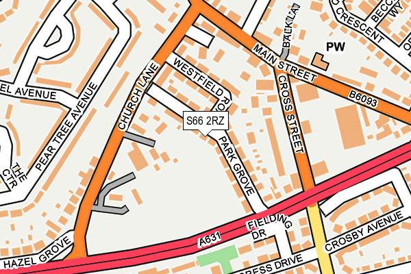 S66 2RZ map - OS OpenMap – Local (Ordnance Survey)