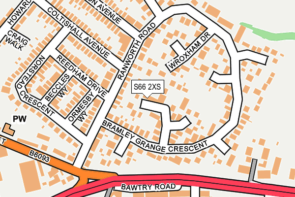 S66 2XS map - OS OpenMap – Local (Ordnance Survey)
