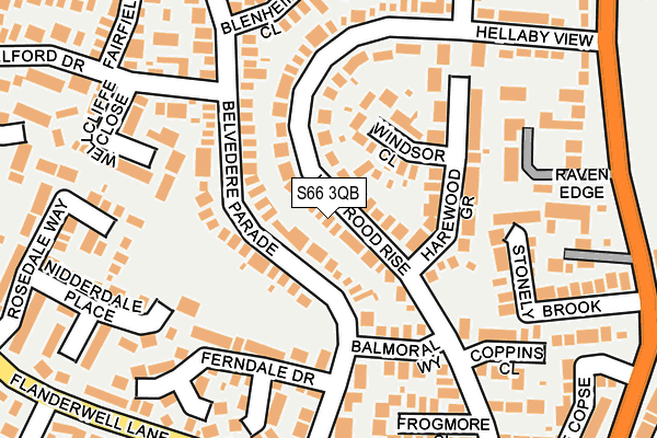 S66 3QB map - OS OpenMap – Local (Ordnance Survey)