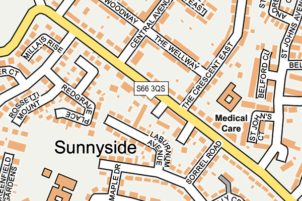 S66 3QS map - OS OpenMap – Local (Ordnance Survey)