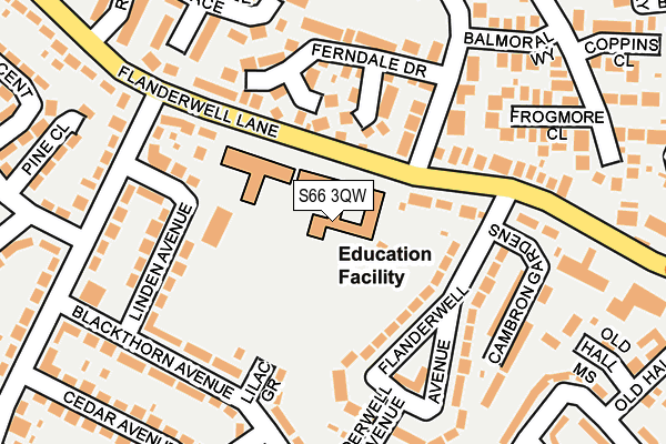 S66 3QW map - OS OpenMap – Local (Ordnance Survey)