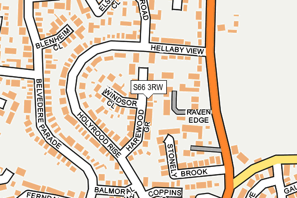 S66 3RW map - OS OpenMap – Local (Ordnance Survey)