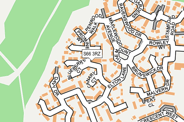 S66 3RZ map - OS OpenMap – Local (Ordnance Survey)