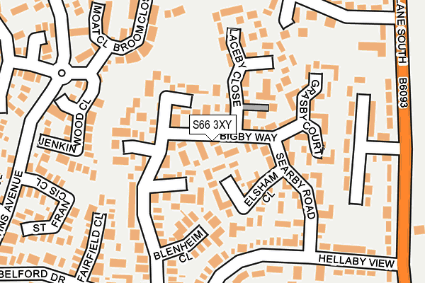 S66 3XY map - OS OpenMap – Local (Ordnance Survey)