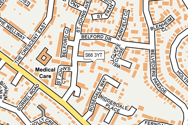 S66 3YT map - OS OpenMap – Local (Ordnance Survey)