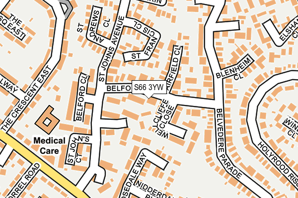 S66 3YW map - OS OpenMap – Local (Ordnance Survey)