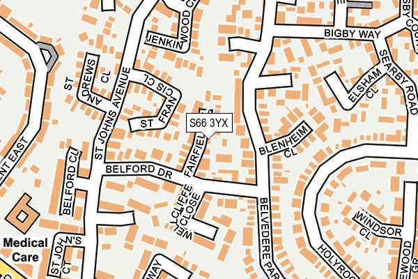 S66 3YX map - OS OpenMap – Local (Ordnance Survey)
