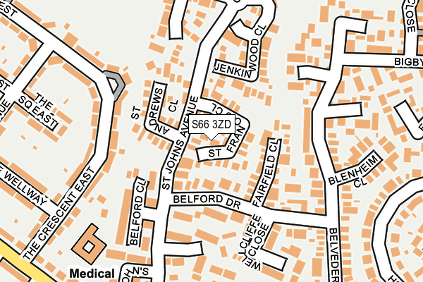 S66 3ZD map - OS OpenMap – Local (Ordnance Survey)