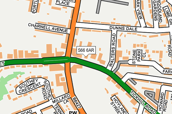 S66 6AR map - OS OpenMap – Local (Ordnance Survey)