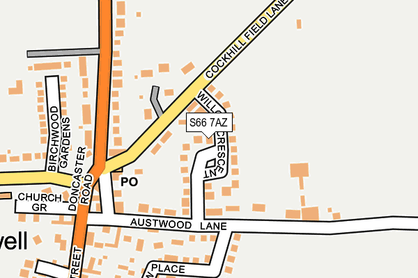 S66 7AZ map - OS OpenMap – Local (Ordnance Survey)