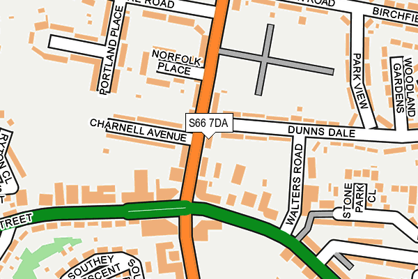 S66 7DA map - OS OpenMap – Local (Ordnance Survey)