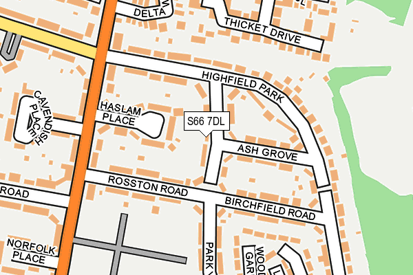S66 7DL map - OS OpenMap – Local (Ordnance Survey)