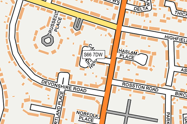 S66 7DW map - OS OpenMap – Local (Ordnance Survey)