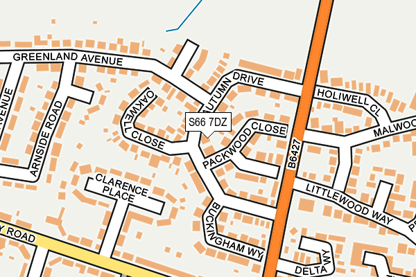 S66 7DZ map - OS OpenMap – Local (Ordnance Survey)