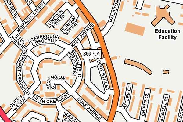 S66 7JA map - OS OpenMap – Local (Ordnance Survey)