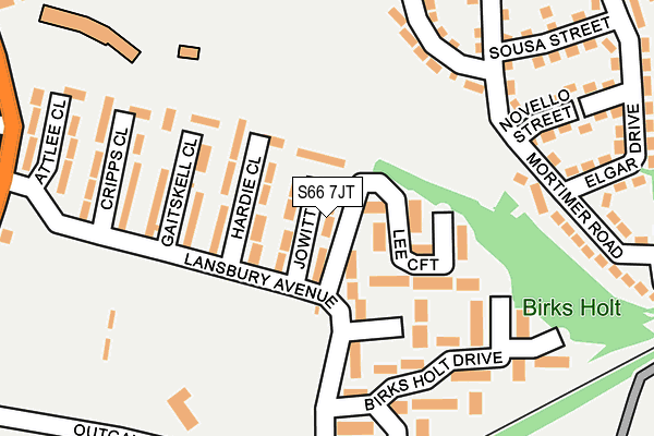 S66 7JT map - OS OpenMap – Local (Ordnance Survey)