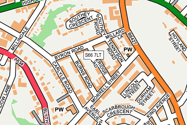S66 7LT map - OS OpenMap – Local (Ordnance Survey)