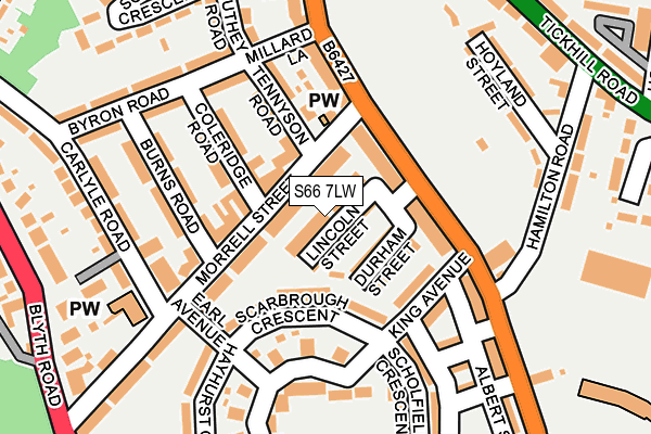 S66 7LW map - OS OpenMap – Local (Ordnance Survey)