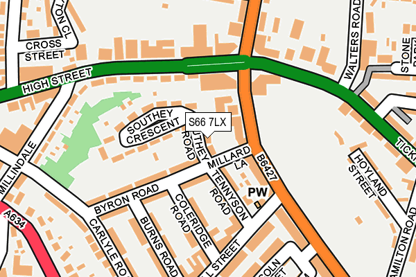 S66 7LX map - OS OpenMap – Local (Ordnance Survey)