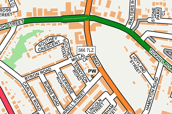 S66 7LZ map - OS OpenMap – Local (Ordnance Survey)