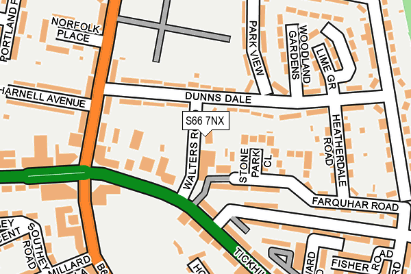 S66 7NX map - OS OpenMap – Local (Ordnance Survey)
