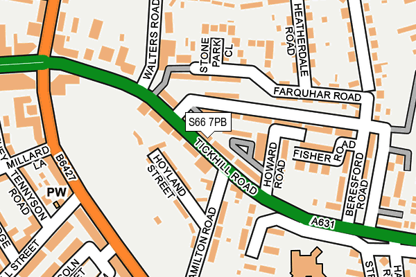 S66 7PB map - OS OpenMap – Local (Ordnance Survey)