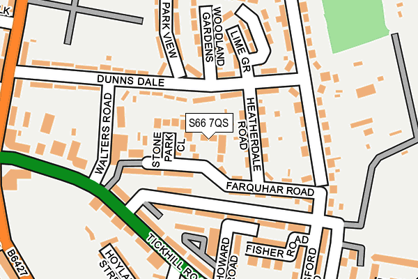 S66 7QS map - OS OpenMap – Local (Ordnance Survey)