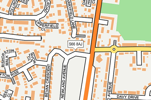 S66 8AJ map - OS OpenMap – Local (Ordnance Survey)