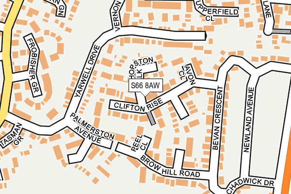 S66 8AW map - OS OpenMap – Local (Ordnance Survey)