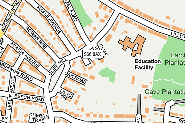 S66 8AX map - OS OpenMap – Local (Ordnance Survey)