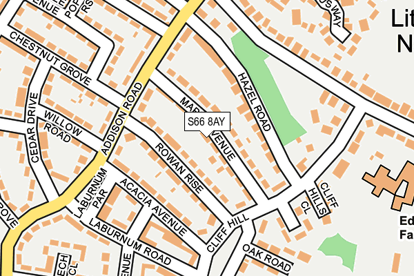 S66 8AY map - OS OpenMap – Local (Ordnance Survey)