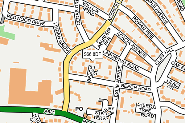 S66 8DF map - OS OpenMap – Local (Ordnance Survey)