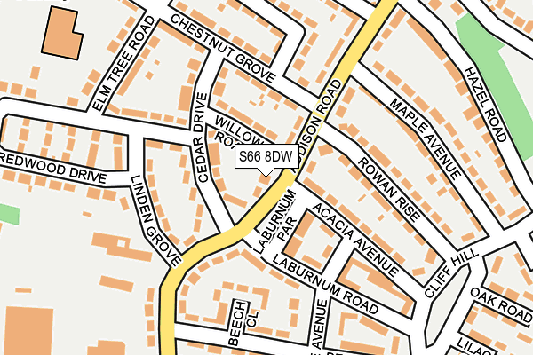 S66 8DW map - OS OpenMap – Local (Ordnance Survey)