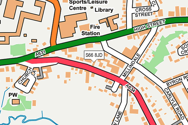 S66 8JD map - OS OpenMap – Local (Ordnance Survey)